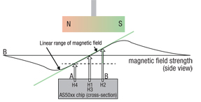 Figure 3: Cross-section through the magnet and sensor.